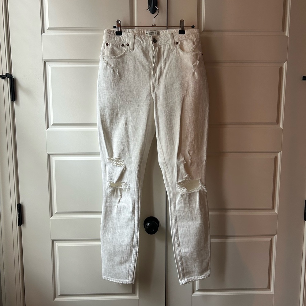 The Skinny High Rise White Distressed Jeans
